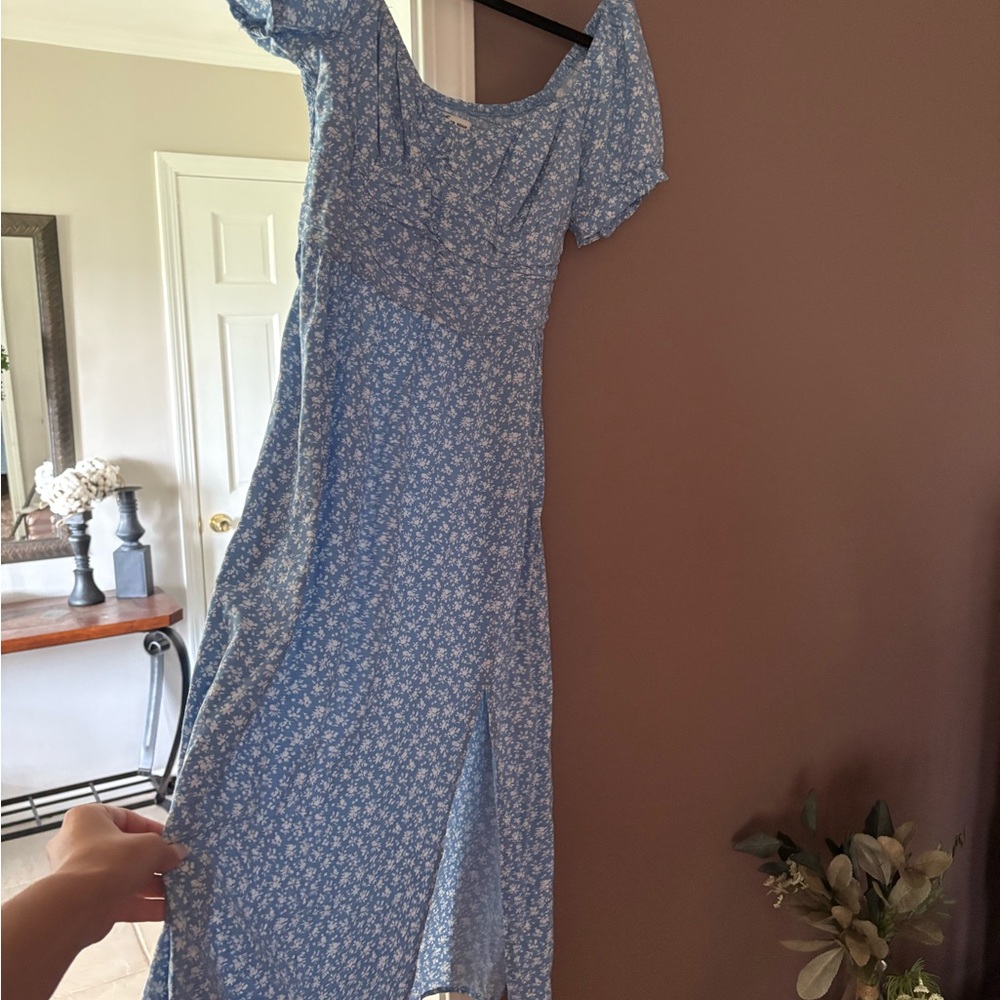 Blue long floral dress